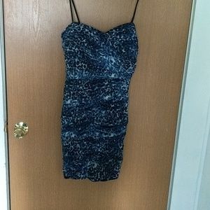 Blue cheetah print flattering bodycon dress prom
